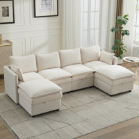 U-Shaped Modular Sectional Sofa with Storage by Latitude Run