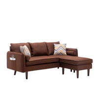 Mia 70" Sectional Sofa Chaise With USB Charger & Pillows by Wrought Studio