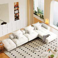 Modern Oversized Modular Sectional Sofa,Sparkling Chenille Fabric Soft Cushion Sofa With 6 Pillows,6 PCS DIY Combination Tufted Sofa,No Assembly Requi