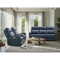 Genuine Leather And Zero Gravity Reclining Sofa Set With Power Headrest And Console
