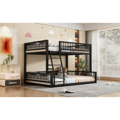 Full Xl Over Queen Bunk Bed With And Guardrails, Heavy Duty Metal, Detachable, Space - Saving, Elegant Bed, , Detachable Design, Saver, Blunt by Ivy Bronx