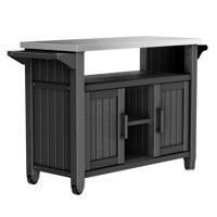 54" Multifunctional Mobile Kitchen Island Cart With Stainless Steel Top & Storage by Arlmont & Co.