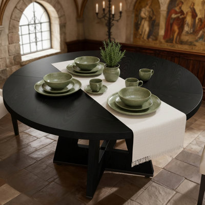 47 inch Round Wood Dining Table for 6, Rustic Kitchen Table Set for Dining Room by George Oliver