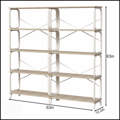 5-Tier Industrial Bookshelf, Rustic Brown Tall Bookcase With Open Wood & Metal Design - Vintage Storage Organizer For Books, Cds, Movies, Multi-Purpos by Latitude Run