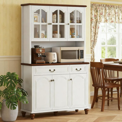 White Kitchen Storage With 6 Doors, 2 Drawers And 3-Level Adjustable Shelves Kitchen Buffet by Latitude Run