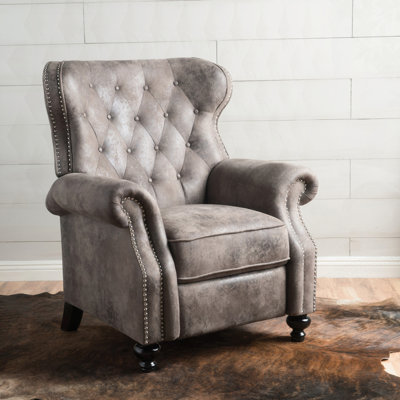 Accented Push Back Recliner Chair With Rolled Arms by Red Barrel Studio