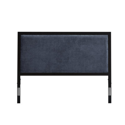 Metal Trim Upholstered Headboard, Queen, Navy by Mercer41