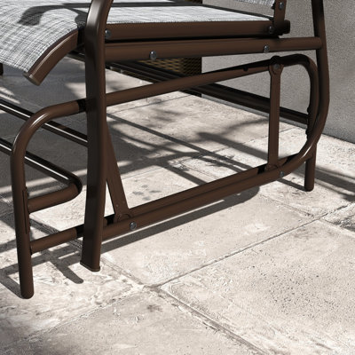Patio Glider Bench With Frame And Breathable Seats - Gray Chair Rust- Mesh by Latitude Run