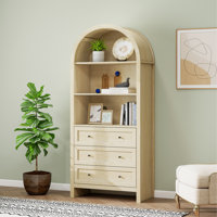 Arched Kitchen Pantry, Modern Farmhouse Wood Kitchen Storage Cabinets ,Arched Storage Display Cabinet with Adjustable Shelves, Versatile Cupboard for