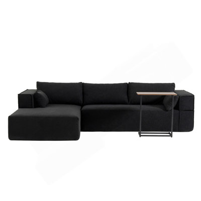 112"Modular Sectional Sofa With Free Side Table,Wide Seat,Fully Compressed,Wrinkle-Resistant Boucle Fabric Couch With Chaise,Free Combination,L-Shaped by Ivy Bronx