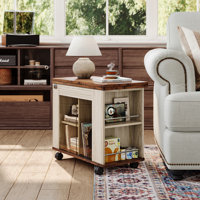 Ansel Folding Coffee Table , Side End Tablewith Expandable Top, Dual-Sided Storage And 360°Locking Wheels by Latitude Run