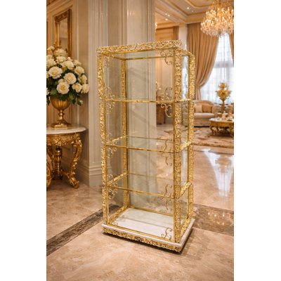 Opulent Gold Carved Display Cabinet