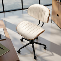 Modern Ergonomic Faux Leather Swivel Task Chair With Adjustable Height For Office Desk