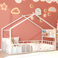 Twin Size Montessori Bed Metal House Bed With Storage Pegboard by George Oliver