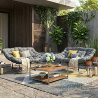 Patio Rocking Chair Outdoor, Oversized Papasan Rocking Chair by George Oliver