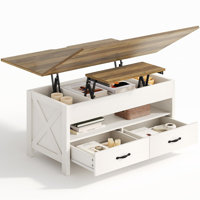 Lift Top Coffee Table With Hidden Storage,Two Drawers And One Open Shelf,Farmhouse Wood Coffee Table For Living Room And Home Office by Ophelia & Co.