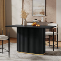 Solace Organic Modern Wood Counter Table with Sculptural Pedestal Base by George Oliver