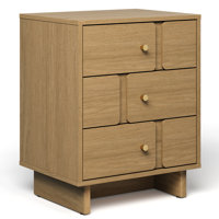 3-Drawer Nightstand, Solid Wood, 110LBS Capacity, Natural Oak Finish by Latitude Run