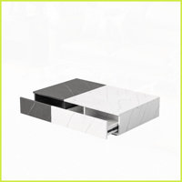 Modern & White Marble Coffee Table with 2 Storage Spaces – Sturdy & Space-Saving for Living Room by Latitude Run
