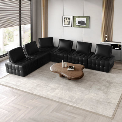 6-Piece PU Faux Leather Modular Chair Set