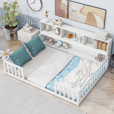Floor Bed With Side Bookcase by Red Barrel Studio
