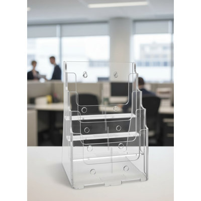 This 4-Tier Acrylic Document Organizer Features A Transparent Design And Removable Shelves. It Can Be Wall-Mounted Or Placed On A Table, Providing Con by Ivy Bronx