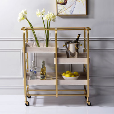Serving Cart With 3 Adjustable Trays by 17 Stories