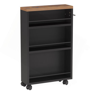 20" Slim Storage Cart – 4-Tier Narrow Rolling Kitchen Utility Cart With Wheels & Handle, Skinny Laundry Room Organizer, Slide Out Pantry Shelf For Sma by 17 Stories