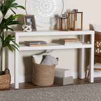 Bali & Pari Gale Natural Grasscloth Console Table - Two-Tier Entryway Table With Open Shelf, Modern Coastal Accent Table For Living Room Or Hallway by Dakota Fields