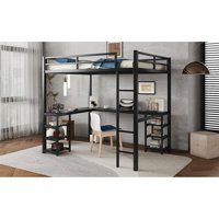 Metal Loft Bed With Desk And Shelves - Create A Stylish Bedroom Space Design Improve Organization by Latitude Run