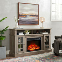 Fireplace TV Stand For 65 Inch TV - 23" Electric Fireplace Insert, Modern Entertainment Center With Open/Closed Storage by Red Barrel Studio