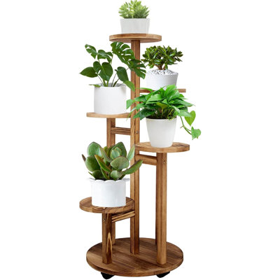 Sleek 5-tier Walnut Plant Stand by George Oliver