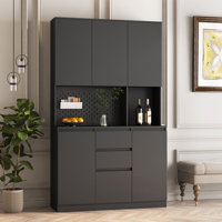 74" Freestanding Kitchen Pantry Cabinet Cupboard With 6 Doors by Ophelia & Co.
