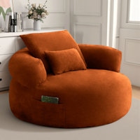 Oversized Round Boneless Chaise Lounge Chair With Side Storage Pocket by Wrought Studio