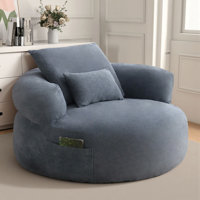 Oversized Round Boneless Chaise Lounge Chair With Side Storage Pocket by Wrought Studio
