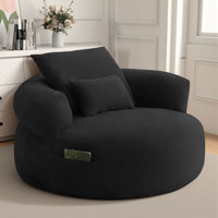 Oversized Bean Bag Chair With Side Storage Pocket,Velvet Bean Bag Sofa for Adults and Pets