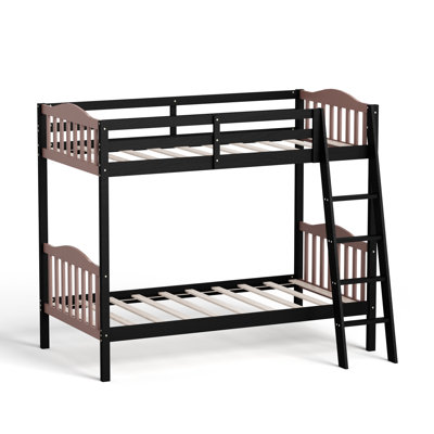 Twin Over Twin Solid Wood Bunk Bed, Twin Bunk Beds For Kids And Adults With Full Length Guardrails, No Box Spring Required by Latitude Run