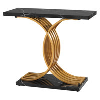 39 in Console Table, Modern Desk Behind the Couch, Wood Rectangle Entrance Desk, Narrow Long Sofa Table Accent Stand with Metal Legs for Hallway, Bedr by George Oliver