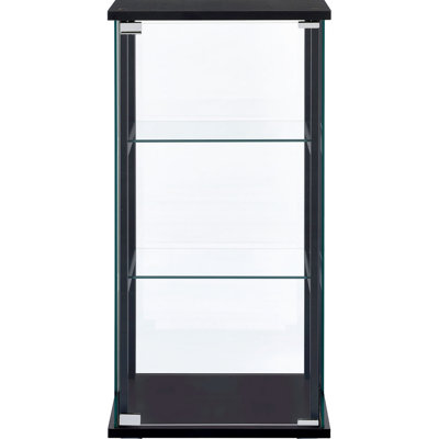 3 - Shelf Black Glass Curio Cabinet With A Clear Door, Offering Ample Storage And Display In Primary Living Spaces, 14.43 X 16.69 33.5 Inches Tempered by Latitude Run