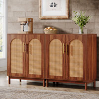 59" Rattan Sideboard, 4-door Accent Storage Cabinet For Home, Kitchen by Dakota Fields