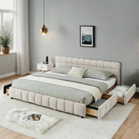 California King Size Chenille Upholstered Storage Bed with Drawers by Latitude Run