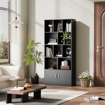 Achnas 70" H X 31" W Storage Bookcase With 10 Cubes And 2 Doors