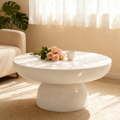 Modern Magnesium Oxide Round Coffee Table by 17 Stories