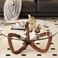 Nordic Retro Round Glass Coffee Table by Orren Ellis