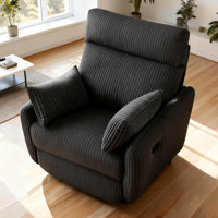 37.5 Inch Modern Swivel Glider Recliner With Footrest And Adjustable Backrest,Soft Plush Corduroy Fabric by Latitude Run
