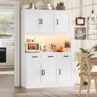 71.6"H Kitchen Pantry With LED Lights, Large Kitchen Hutch Storage With Microwave Shelf & Charge Station by Ebern Designs