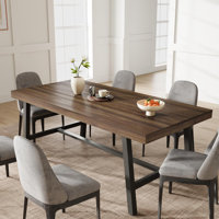 Industrial Dining Table for 6-8 People, 70 Inch Long Rustic Wood Top with Legs, for Kitchen, Living Room, Patio by 17 Stories