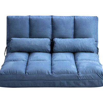 Folding Chair Bed - Convertible Couch With Adjustable , 2 Pillows, 40.25" L, Blue Floor , Space Saving