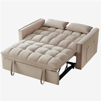 Convertible sleeping sofa bed, modern velvet fabric double seat sofa bed, sleeping sofa bed with 2 backs and detachable backs, backs, suitable for liv by Wrought Studio