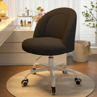 Armless Task Chair with Wheels, Height-Adjustable Vanity Chair for Small Spaces by Mercer41